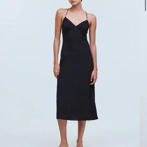 Madewell Layton Midi Slip Dress Black 00 Minimalist LBD